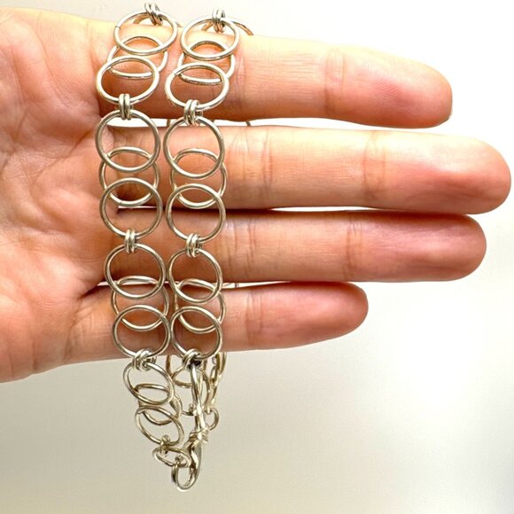 VTG Sterling Silver 925 Large Round Link Chain Necklace Size 18.5" Length - Picture 7 of 9